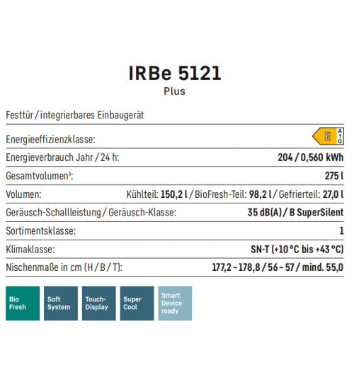 LIEBHERR利勃海尔 IRBe 5121 生物养鲜 嵌入式冰箱